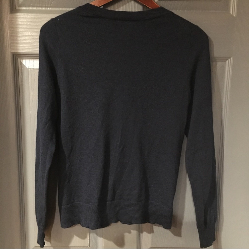 Banana Republic Navy Blue Extra Fine Merino Wool Cardigan Sweater Size Medium - Picture 3 of 6